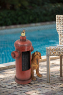 16.2x11x26.8" Red Fire Hydrant Water Fountain with Dog and Bird Accents, Outdoor Fountian with Light and Pump