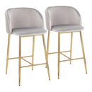 Fran - Pleated Waves Contemporary / Glam Fixed Height Counter Stool (Set of 2)