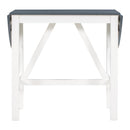 3-Piece Wood Counter Height Drop Leaf Dining Table Set with 2 Upholstered Dining Chairs for Small Place, White+Gray