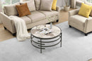 32.48" Round Coffee Table With Sintered Stone Top&Sturdy Metal Frame, Modern Coffee Table for Living Room, Darker Gray