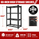 60"H 4-Tier Adjustable Heavy Duty Shelving Metal Mesh Storage Rack