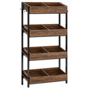 4 Tier Retail Display Rack With Hooks, Tall Metal Snack Stand With Shelves - Brown / Black by HouseOfZazla