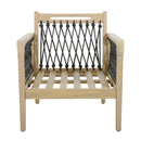 Outdoor Acacia Wood Club Chair with Handwoven Rope, Light Teak Finish by HouseOfZazla