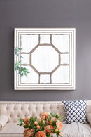 Antique Style Decorative Square Wall Mirror With Mirrored Frame, Wall Decor For Living Room Entryway, Console Lean Against Wall - Silver by HouseOfZazla