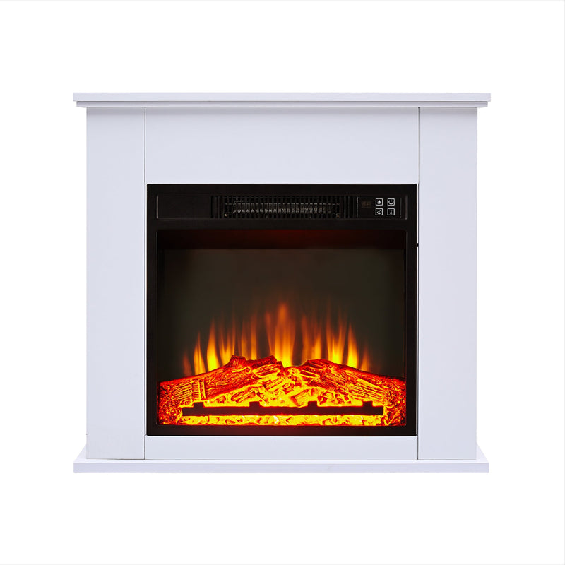 25 Inch 1400W Electric Fireplace Mantel Heater, Freestanding Space Stove with Remote Control & Realistic Flames