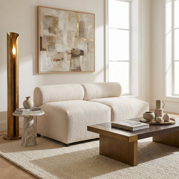 Evelyn 2-Piece Modular Sectional Sofa with Solid Wood Frame - Gray