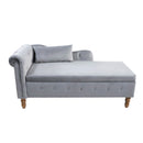 Chaise Lounge Indoor, Lounge Chair For Bedroom With Storage & Pillow, Modern Upholstered Rolled Arm Chase Lounge For Sleeping With Nailhead Trim For Living Room Bedroom Office by Unique Piece Furniture