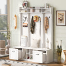 5 In 1 Entryway Bench With Coat Rack, 7 Sturdy Hooks, 2 Spacious Drawers And Adjustable Shelves