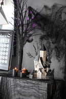 Cardboard Lighted Haunted House, Tabletop Holiday Halloween Decor, Battery Powered - Beige / Black by HouseOfZazla