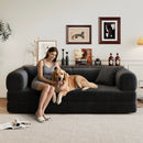 78.8' Compression Sofa,Convertible Floor Sofa Bed-with Pillow Back Support Armrest,Comfy Futon Couch Sleeper Bed,Loveseats Boneless Modular Sectional Sofa,Corduroy fabric,for Living Room,Bedroom,Black by HouseOfZazla