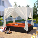 U_STYLE Outdoor Double Chaise Lounge Daybed with Curtains by HouseOfZazla