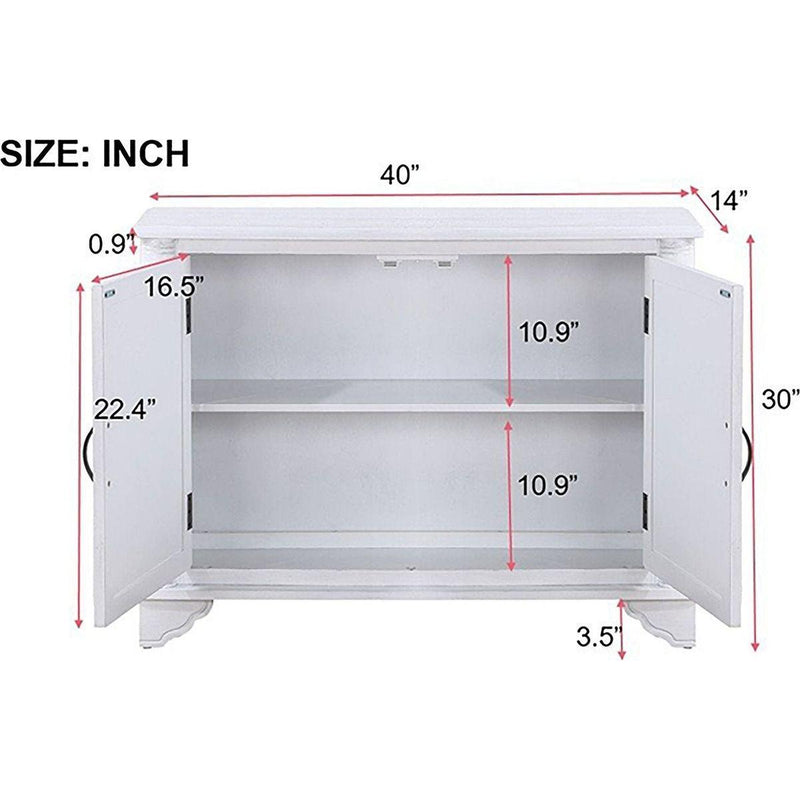 40" Console Table with Storage Shelf, Retro Entryway Table with Adjustable Storage Shelf, Sofa Couch Table for Hallway, Entry Way, Living Room, Foyer, Antique White