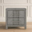 Modern 2 Drawer Nightstand In Gray Finish With Silver Metal Handles, Contemporary Bedside Table With Smooth Glide Drawers by HouseOfZazla
