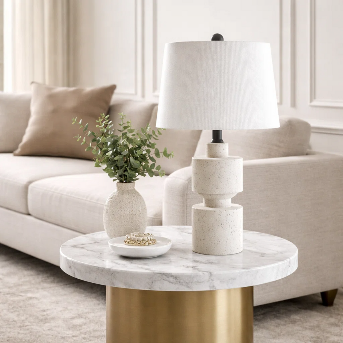 24.5-Inch Modern Farmhouse Table Lamp, Beige Resin, photo 4 of 10