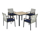 5 Piece Patio Dining Table Set, Acacia Wood Table Top With Umbrella Hole by HouseOfZazla