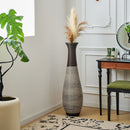 Tall Standing Designer Floor Vase Durable Artificial Rattan Elegant 2 Tone Finish Ideal Decor Accent For Living Room, Bedroom, Entryway Stylish Home Decor Statement Piece - Black / Gray