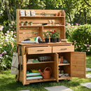 TOPMAX 65''H Large Garden Potting Bench with Lockable Wheels and Storage Cabinet by HouseOfZazla