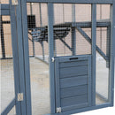 Spacious Wooden Cat Catio Outdoor Kitty House With Bridges And Roof Cover - Gray