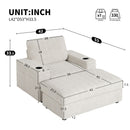 Oversized Chaise Lounge Indoor Rabbit Fur Sofa Bed With Storage Ottoman And Armrests Cup Holders With Deep Seat by Unique Piece Furniture