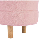 2-Pieces Bedroom Sets Full Size Flower-Shaped Upholstered LED Platform Bed with Storage Ottoman-Sherpa Fabric, Pink