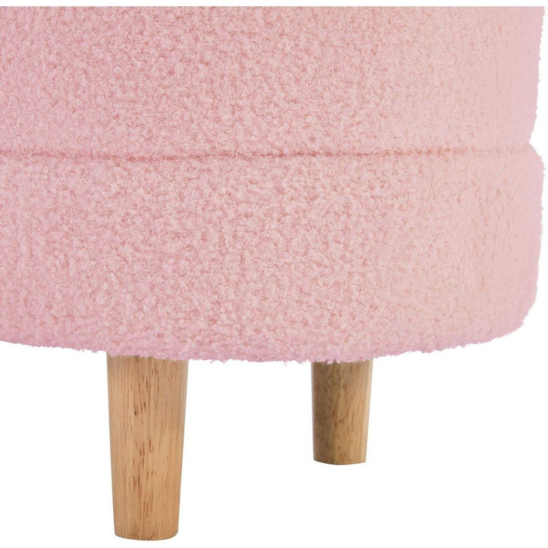 2-Pieces Bedroom Sets Full Size Flower-Shaped Upholstered LED Platform Bed with Storage Ottoman-Sherpa Fabric, Pink