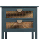 2 Drawer Side Table, Natural Rattan by HouseOfZazla
