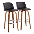 Toriano - Mid Century Modern Fixed Height, Barstool With Swivel With Round Footrest (Set of 2) by HouseOfZazla