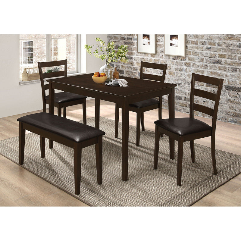 Arvin - 5 Piece Dining Set With Rectangular Table And Bench With Seats - Cappuccino, photo 3 of 4