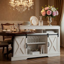 Farmhouse TV Stand With Sliding Barn Doors & Adjustable Storage