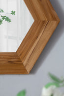 Hexagon Mirror With Natural Wood Frame, Wall Decor For Living Room Bathroom Hallway by HouseOfZazla