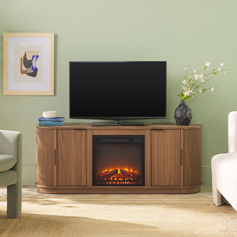 Chloe Modern Scandinavian Reeded Fireplace TV Stand