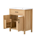 Bathroom Vanity With Sink, Adjustable Shelf & Door Organizers - Walnut by HouseOfZazla