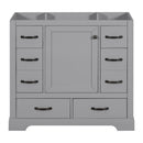 36" Bathroom Vanity Without Sink, Cabinet Base Only, 6 Drawers, Multi Functional Drawer Divider, Adjustable Shelf - Gray