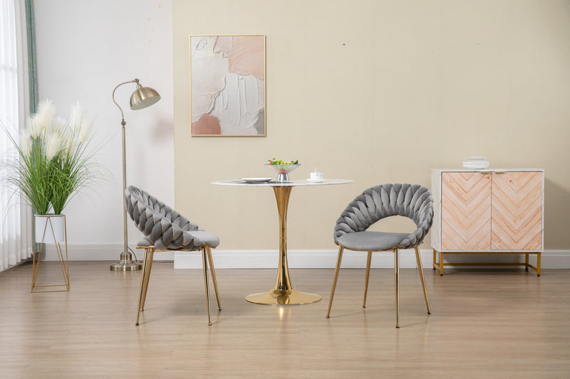 Accent Chairs Set of 2, Velvet Side Chairs with Gold Legs, Mid-Century Upholstered Dining Chairs for Living Room, Kitchen, Bedroom, Beauty Room