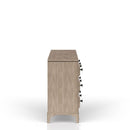 Queen Canopy Bedroom Set With A 2 Drawer Nightstand A Dresser With Poster Mirror And A Door Chest - Sand by HouseOfZazla