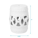 Elegant Glazed Ceramic Drum Stool Indoor / Outdoor Side Table Accent Garden Stool - White by HouseOfZazla