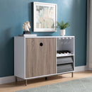 Wooden Display Rack, Cabinet With Drawer, Holds 6 Wine Glass - White / Dark Taupe by Unique Piece Furniture