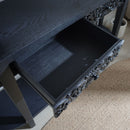 Carved Console Table With Storage Shelf For Living Room - Black by HouseOfZazla