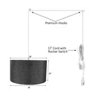 8"W 1 Light Swag Plug-In Pendant  Granite Gray Shade White Cord