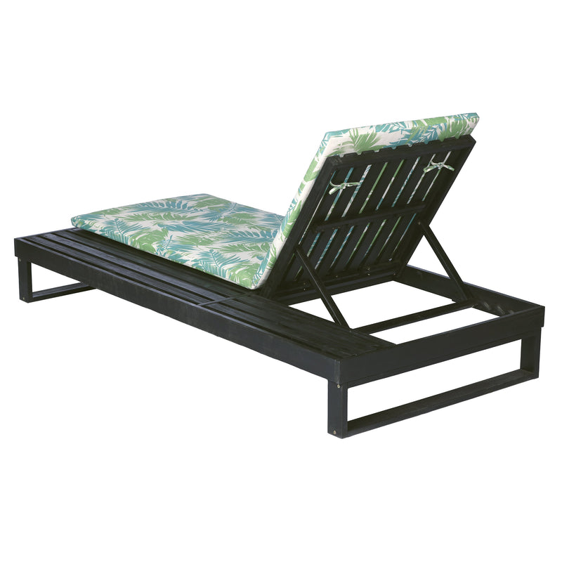 Black Acacia Wood Chaise Lounge with Leaf Coconut Cushion, photo 10 of 10