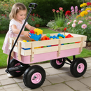 Outdoor All Terrain Garden Wagon with Wooden Railings and Pneumatic Tires by HouseOfZazla