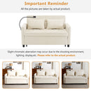 Pull-Out Sleeper Sofa With Reversible Backrest Cushion, Side Pockets, 2 USB Ports And A Phone Holder For Living Room