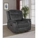 Franklin - Upholstered Padded Arm Glider Recliner - Charcoal by HouseOfZazla