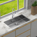28" Undermount Kitchen Sink With, 10" Deep, Single Bowl, Rounded Corners - Brushed Nickel by HouseOfZazla