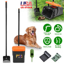 Pooper Scooper Kit Dog Poop Rake & Swiveling Bin Poop Heavy Duty Pick Up Tool with Extra Long Handle 35 Waste Bags Dispenser