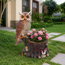 Sitting Owl with Tree Trunk Garden Planter by HouseOfZazla