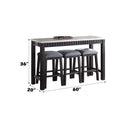 Necalli - Marble Top Weathered 4 Piece Pack Counter Height Table Set - Espresso by Unique Piece Furniture