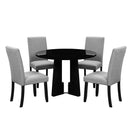 5 Piece Round Dining Table Set, Modern Table And 4 Upholstered Chairs For Dining Room by HouseOfZazla