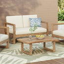 Outdoor Acacia Wood Loveseat and Coffee Table Set with Cushions by HouseOfZazla