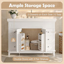 Bathroom Vanity Cabinet Only, 6 Soft Close Drawers & Double Doors With 2 Tier Shelves - White